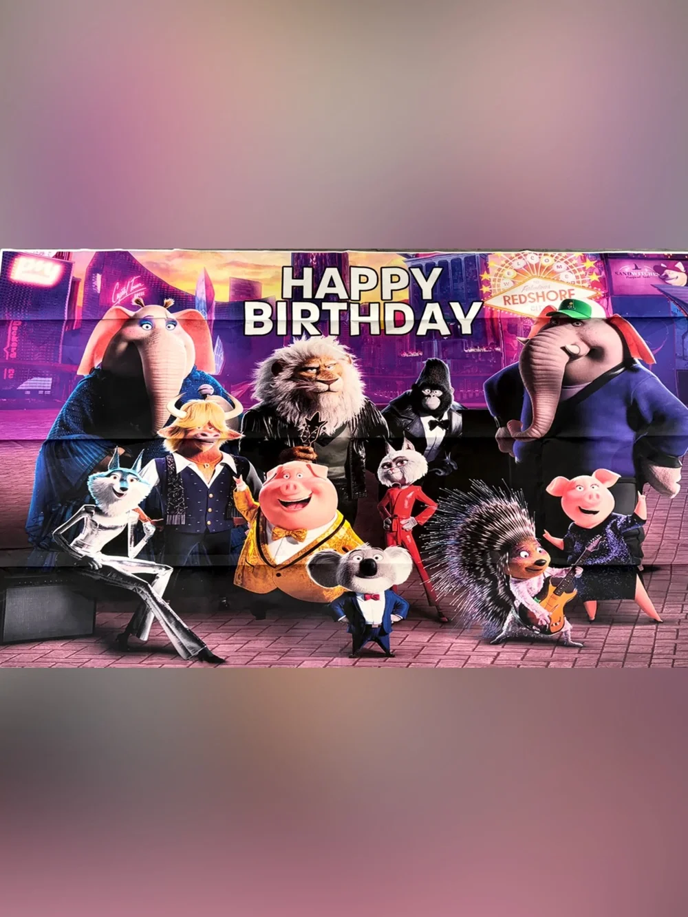 Sing 2 the Movie Happy Birthday Banner Sizing ~ 3 x 5